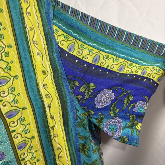Vintage Bentley Plus Women's 20 Boho Rayon Button-Up Shirt Floral Festival Top - Picture 11 of 16